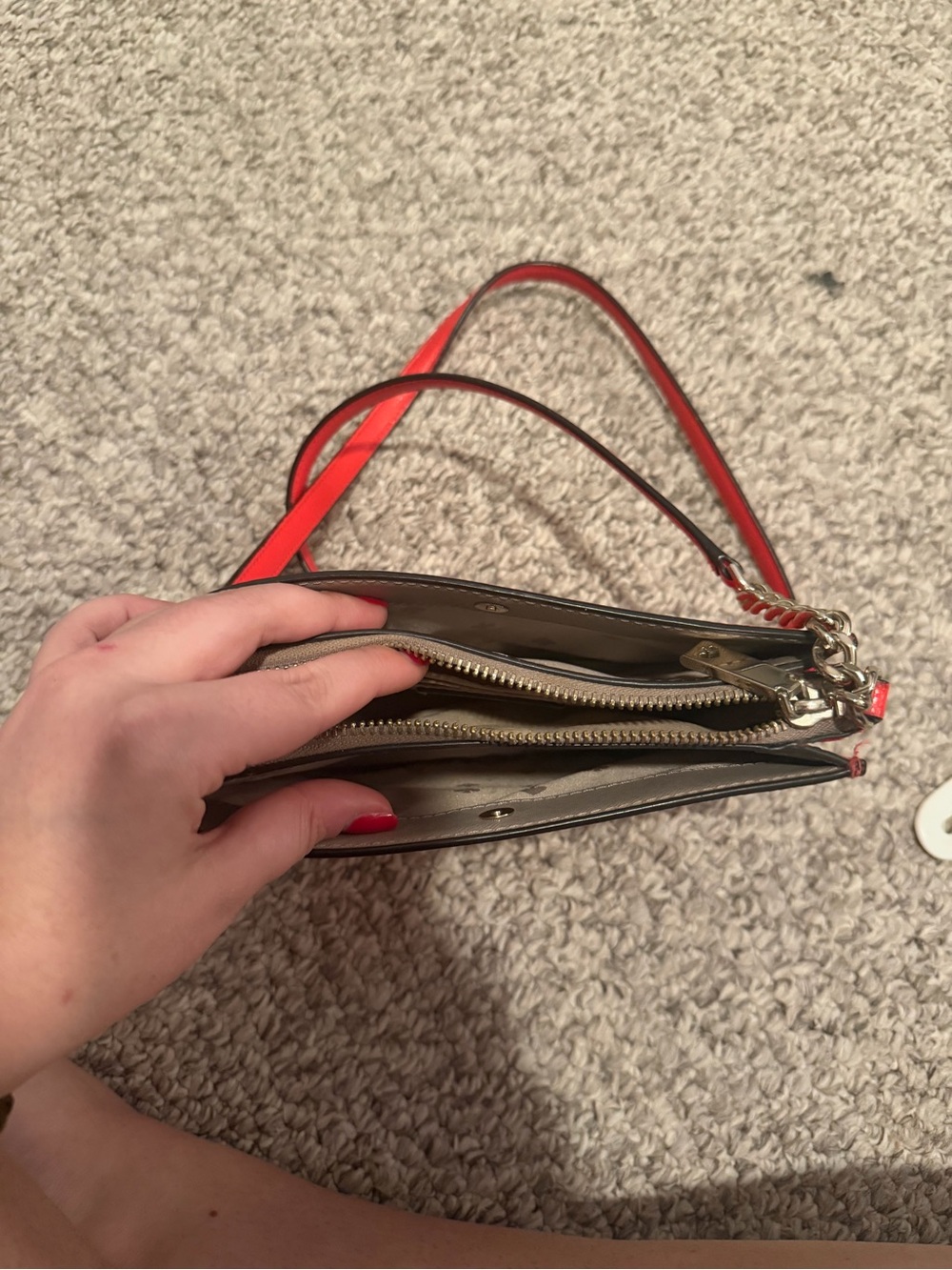 kate spade Red Leather Crossbody with Gold Chain Trim - Picture 6 of 9